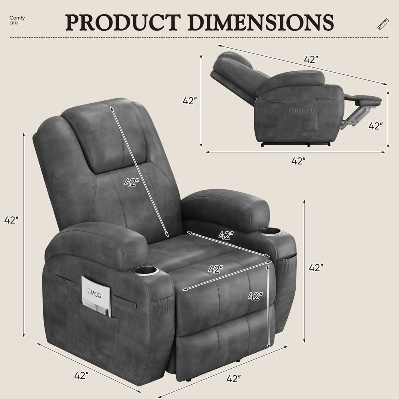 Fauteuil inclinable électrique avec massage Power Lift, Noir