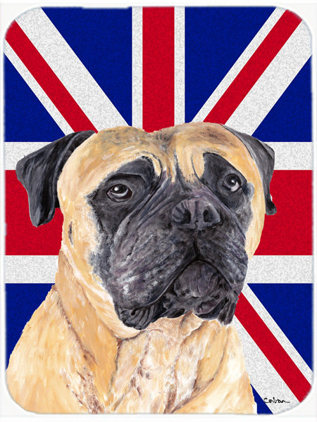 Caroline's Treasures Union Jack Mastiff with English British Flag Glass Cutting Board