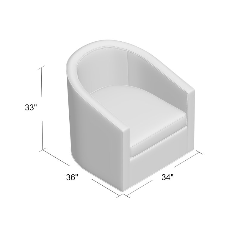 Fauteuil demi-tonneau de 34 po Ambre, Petit nickel poli, Lin ensoleillé