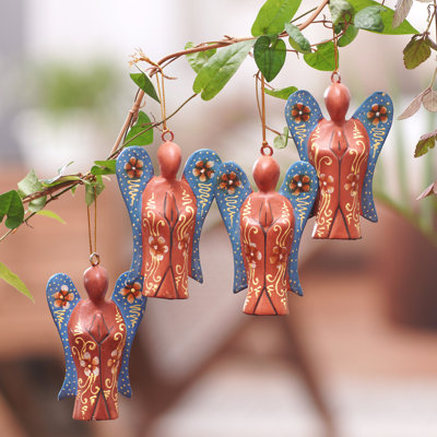 3.9'' Handmade Wood Hanging Figurine Ornament