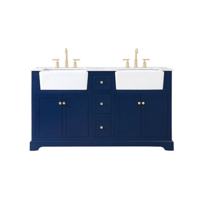 Pardue 60'' Double Bathroom Vanity with Marble Top