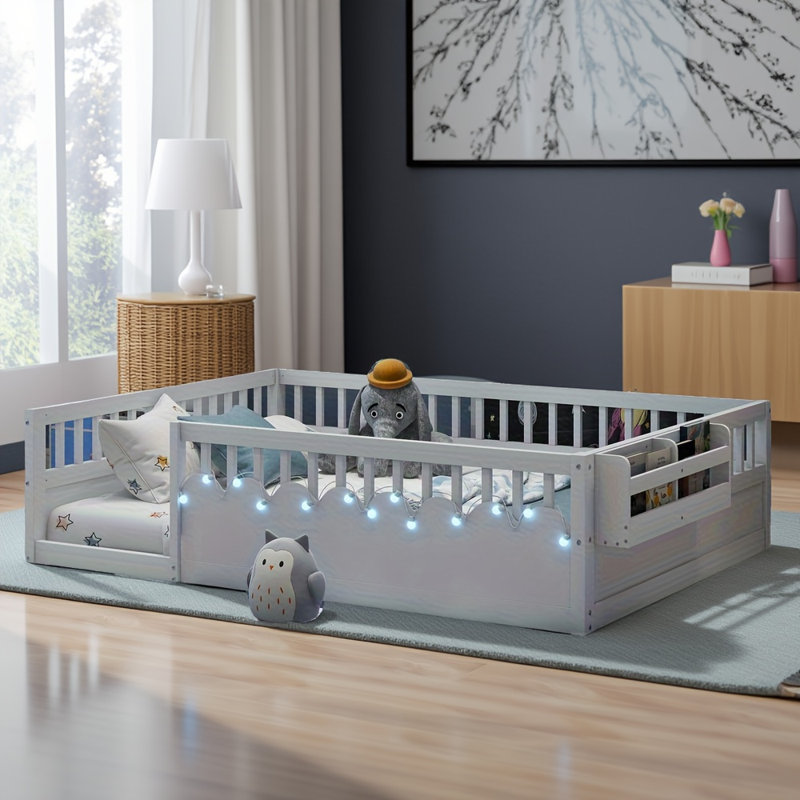 Lit double gris pour enfants Montessori, Gris