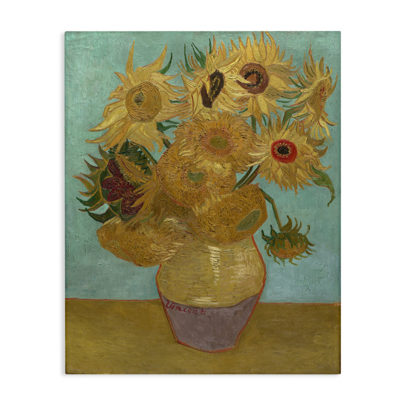 «Van Gogh Sunflowers on Blue», art mural par One1000, H 30 po x l 24 po