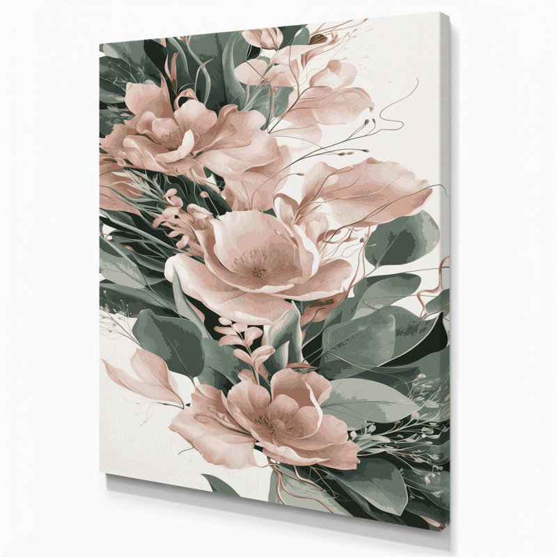 Abstrait floral 16, art mural sur toile beige, H 30 po x l 20 po