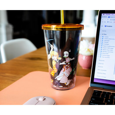 Tasse de carnaval en acrylique avec couvercle et paille Demon Slayer | Peut contenir 16 onces