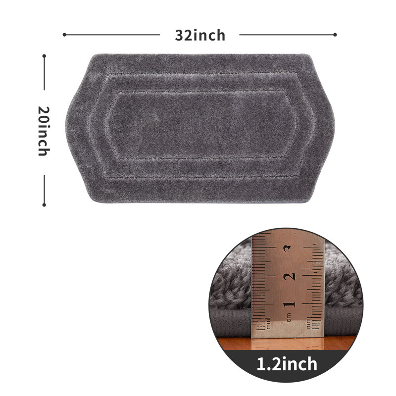 Shilynn Non-Slip Bath Rug – Soft Absorbent Polyester, Skid-Resistant Backing, Machine Washable, Grey, 20"W x 32"L