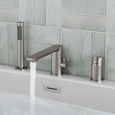 Robinet de baignoire romaine monocommande à fixation sur le comptoir avec douche à main