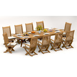 7 Pcs Grade-A Teak Wood Dining Set: 122" Atnas Double Extension Rectangle Table And 6 Warwick Reclining Arm Chairs #11Wa2806