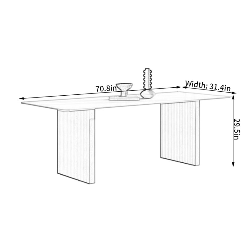 Peronne Ash Solid Wood Base Dining Table, 29.5"H x 31.4"L x 70.8"W