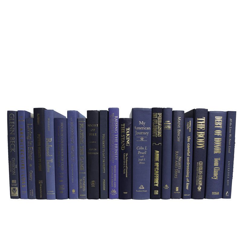Decorative Books - Denim & Gold Books - Blue Books By The Foot