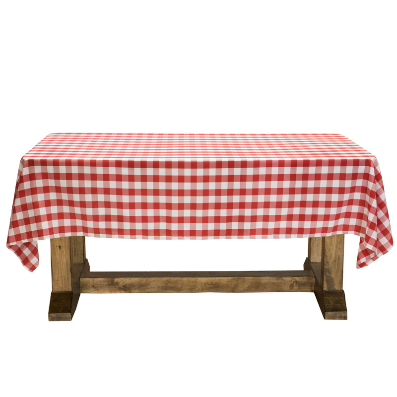 Rectangular Checkered Tablecloth, 102" x 60", Red/White