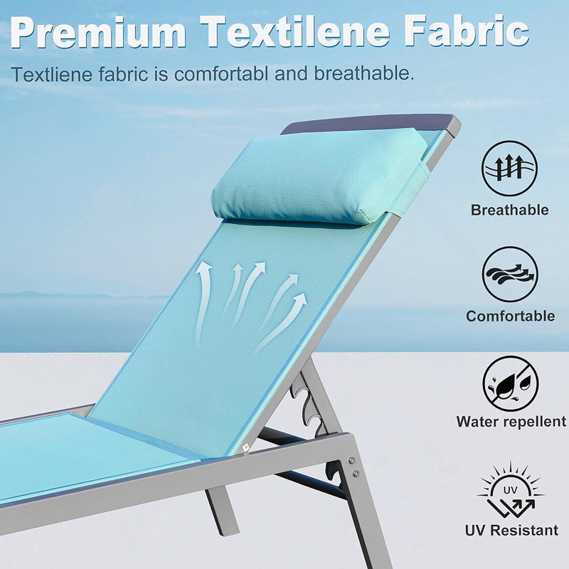 Adjustable Aluminum Patio Chaise Lounge Set With Textilene Fabric, Ideal For Outdoor Relaxation And Sunbathing