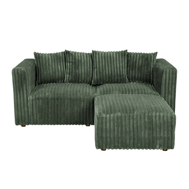 Canapé modulaire Drumnadrochit, Fausse fourrure vert foncé