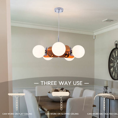 5 Light Dimmable Creative Chandelier With Glass Shades