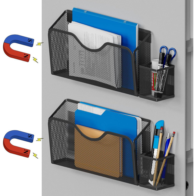 2 pièces de porte-documents suspendus pour classeur de magazines avec 2 porte-stylos