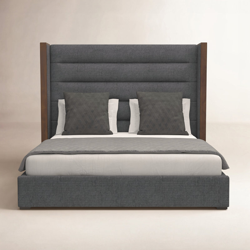 Ally Upholstered Wingback Bed, Charcoal Revolution®, Queen
