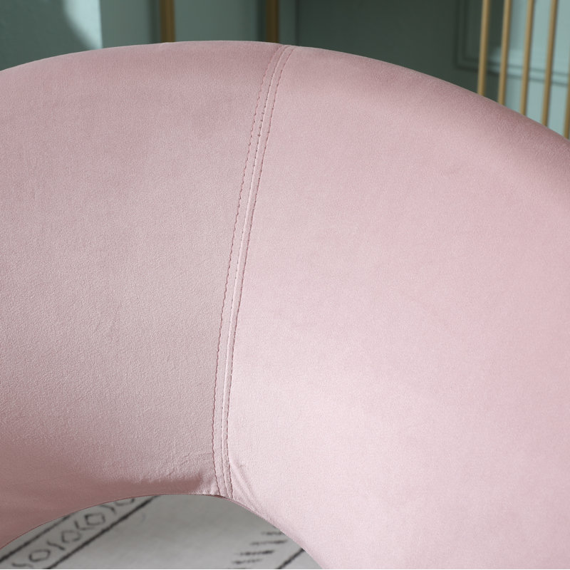 Fauteuil d'appoint moderne 28,35 po Vanezza, Velours rose clair, Doré