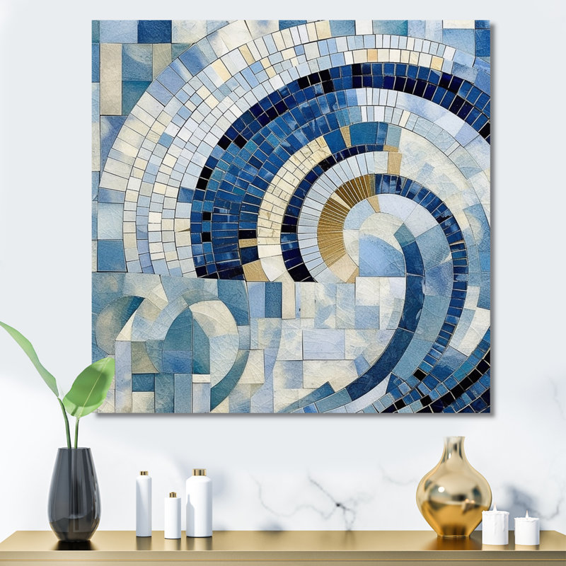«Gold Constructing Blue Realms IV» sur toile, H 16 po x l 16 po x P 1 po, Toile tendue