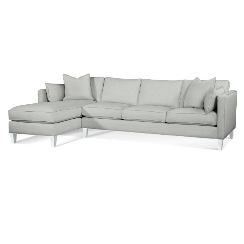 Lenox Chaise Sectional, Frost White, Left Hand Facing, Teal Stripe; 0220-54