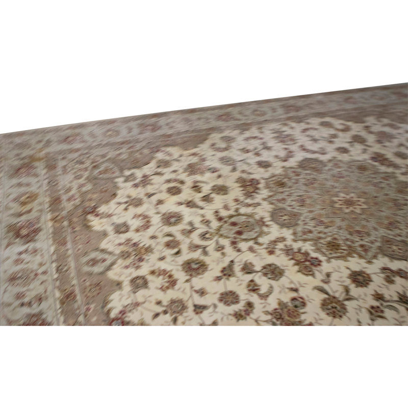 Tapis ivoire noué à la main de haute qualité