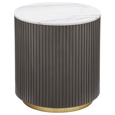 Elegant 2-Piece Round Marble Coffee and End Table Set