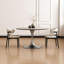 Table de salle à manger Beige + Pierre frittée ronde argentée + acier inoxydable-1208059959