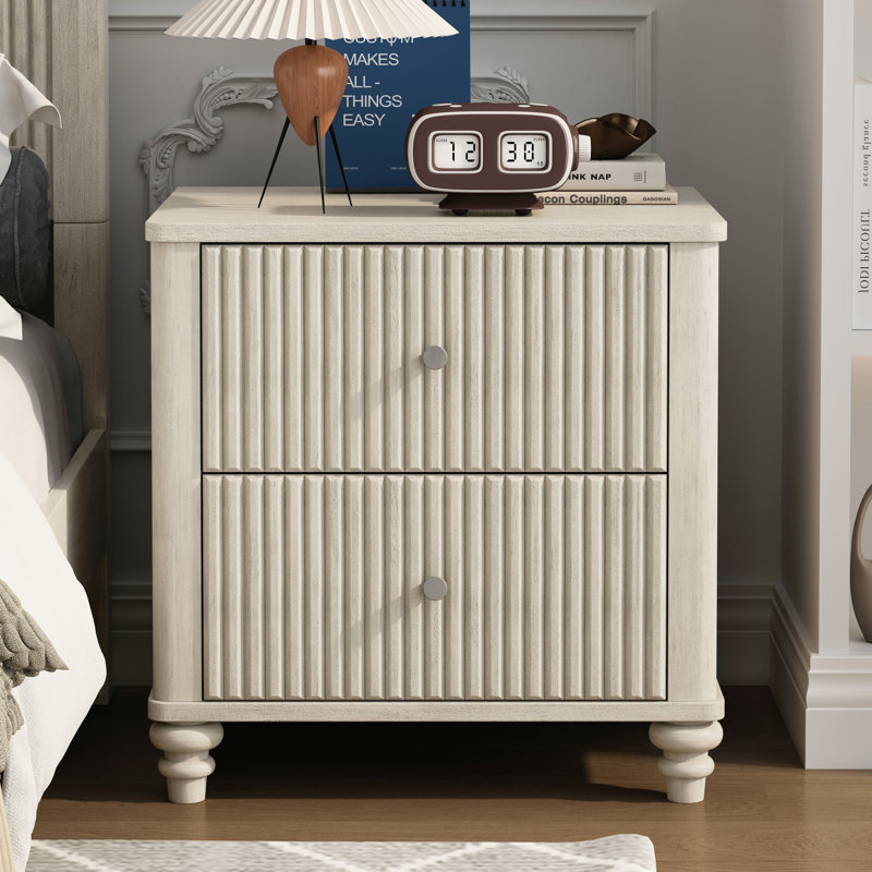 Table de chevet 3 tiroirs 21,65 po Tevrat, Beige, Individuel