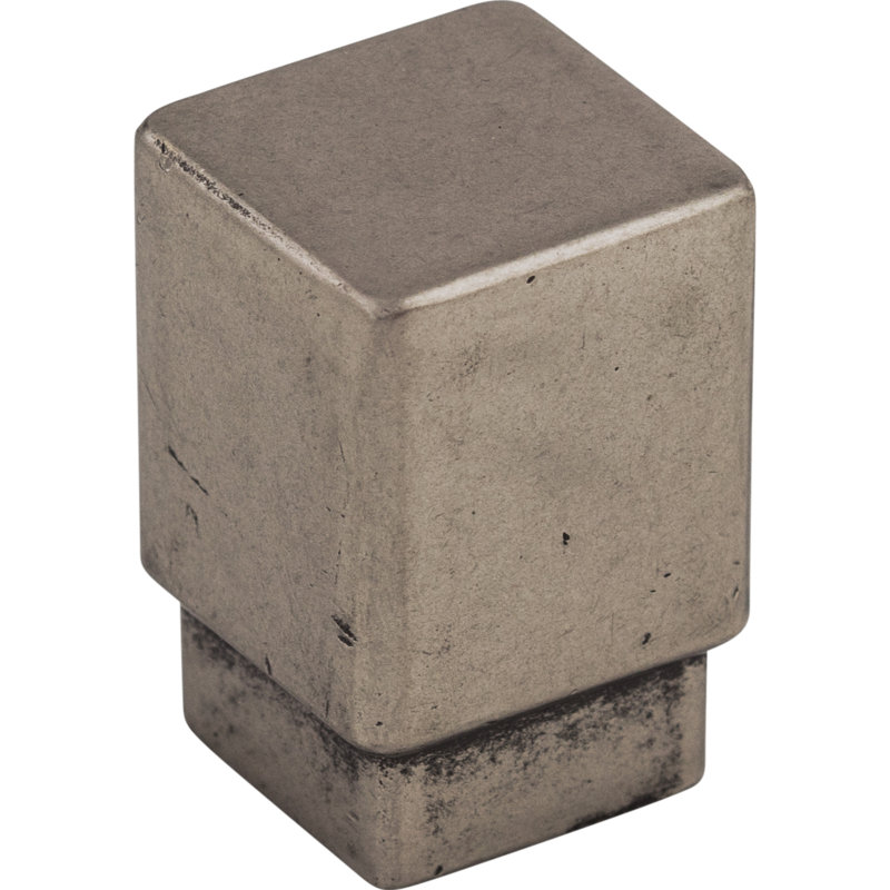 Tapered 1" Length Square Knob, 3/4" Knob Length, Pewter Antique