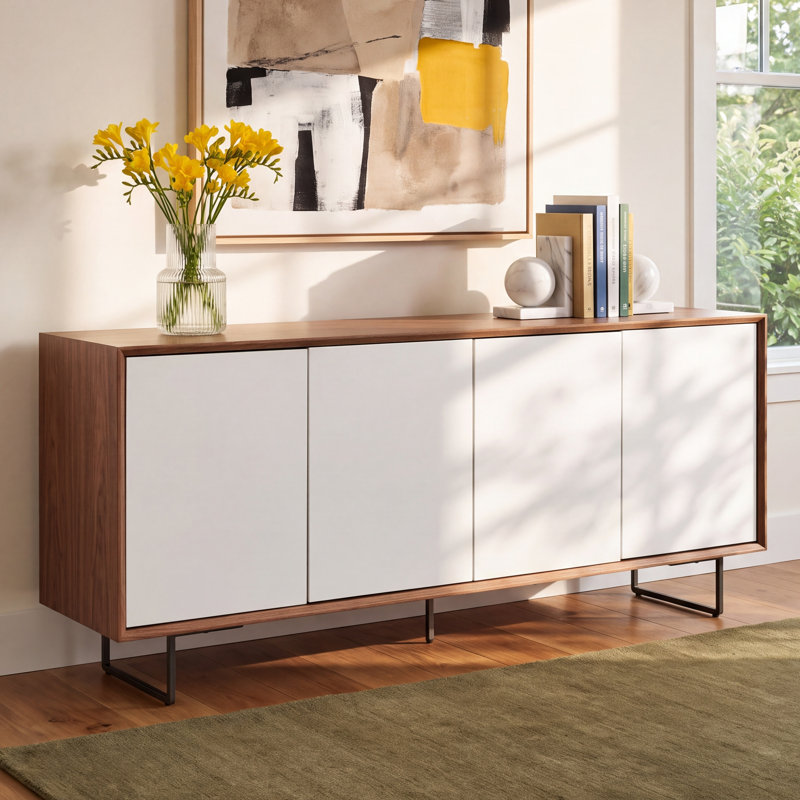 Morwen Quadrum Lacquered Buffet Damasco/Branco, Branco