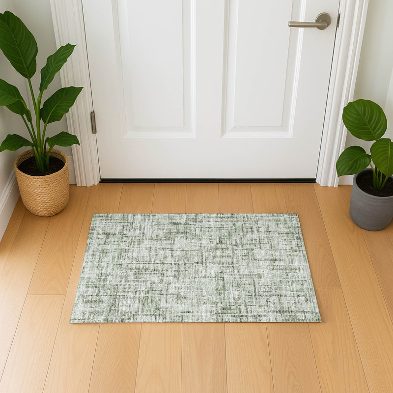 Premium Machine Washable Mayfield AMF2130 Striped Rug, 1'8" x 2'6", Green