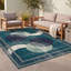 Tapis Alder2 Modern Circles géométrique bleu sarcelle et blanc, lavable à la machine, antidérapant, à poils courts, pour l'intérieur et l'extérieur, adapté aux animaux domestiques, idéal pour le salon, la chambre, la salle à manger, l'entrée, le corridor ou le bureau.-81890902