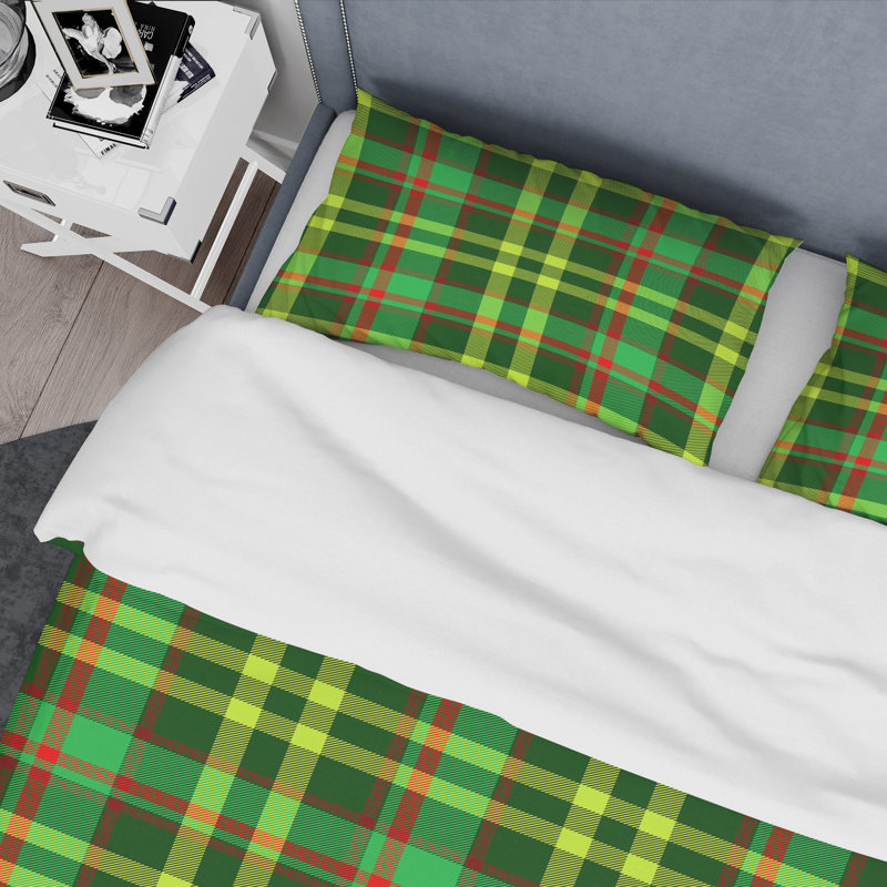Ensemble de housse de couette en microfibre noir / vert 3 pièces, Housse de couette pour grand lit et 2 taies décor