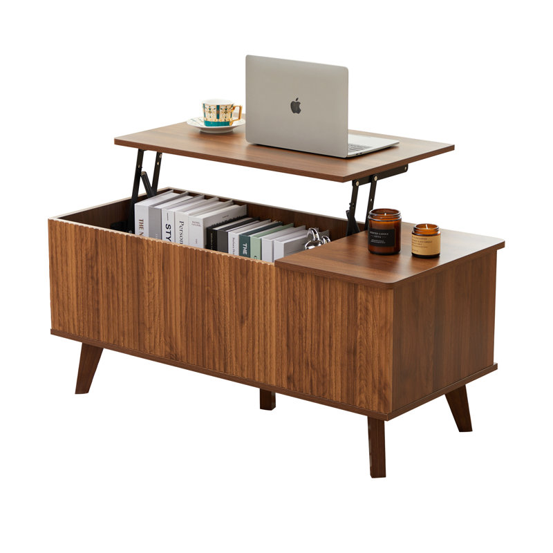 Table basse à plateau relevable avec rangement Saltash, Brun