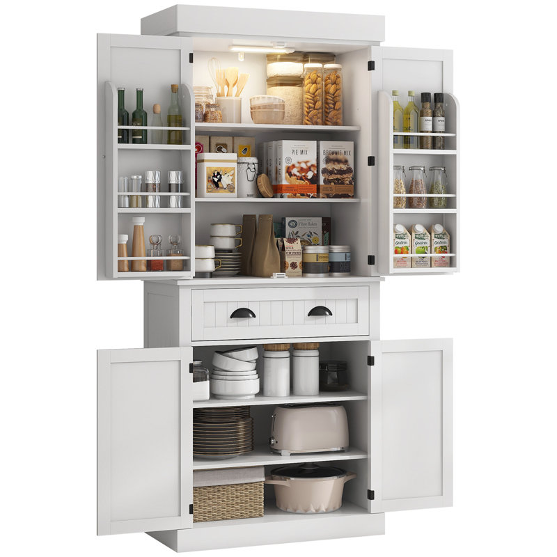 Armoire de cuisine polyvalente avec capteur de mouvement et tablettes réglables pour un rangement organisé