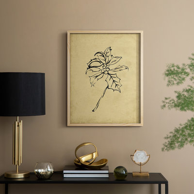 Holly Branch II Framed Print - Solid Wood