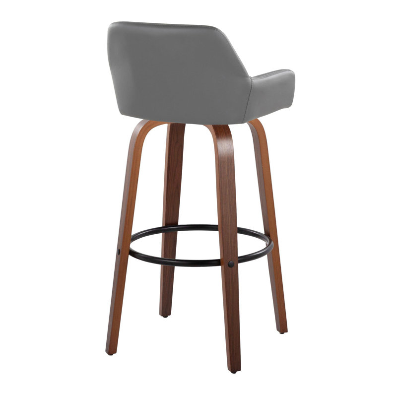 Contemporary Fixed-Height Barstool, Gray, Brown/Black