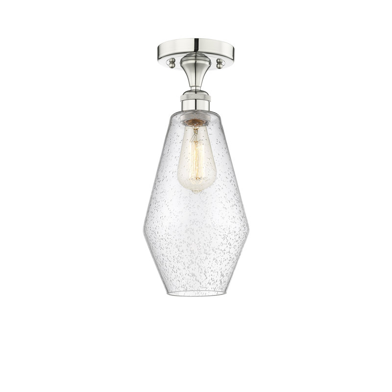 Plafonnier semi-encastré en verre Amylea, Nickel poli