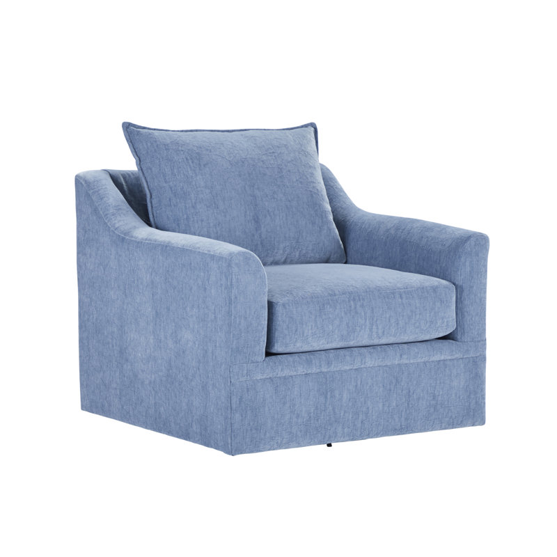 Jakeira Camreon Polyester Fabric Swivel Accent Chair, Blue