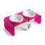 Ensemble de bols surélevés modernes fuchsia pour animaux de compagnie avec récipients en céramique (11,4'' L x 5,5'' P x 3,9'' H)-136077838