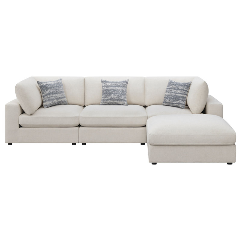 Canapé modulaire rembourré avec repose-pieds, Tissu beige