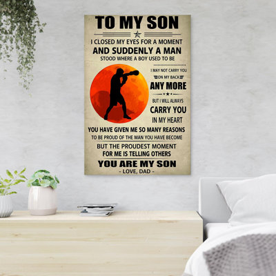 «Black Man Boxing - To My Son», reproduction d'art rectangulaire sur toile tendue 1 pièce