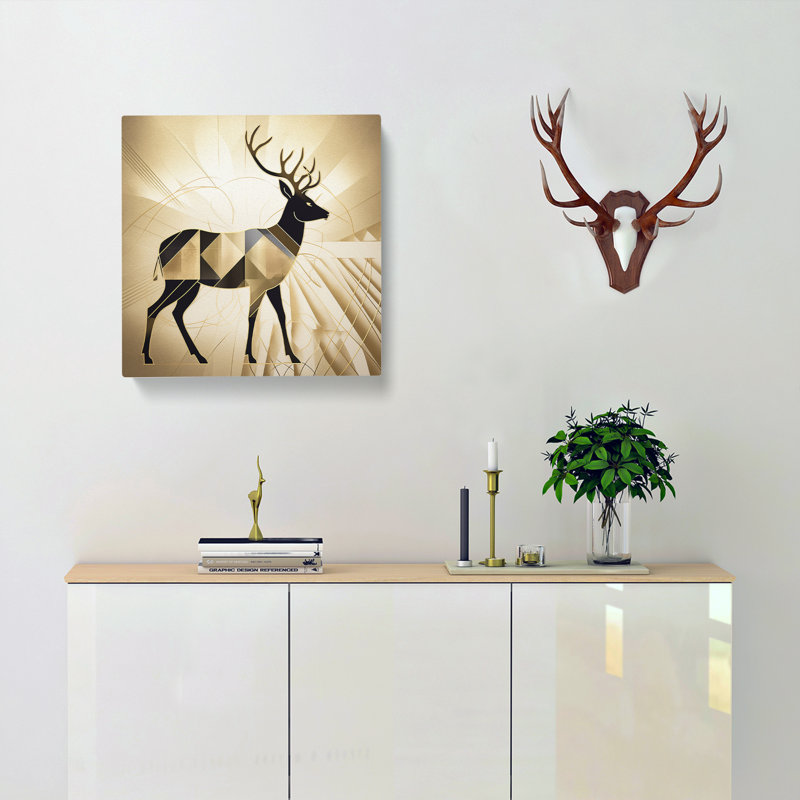 Deer Art Deco No.1 - Print, 50cm H x 50cm W x 3cm D