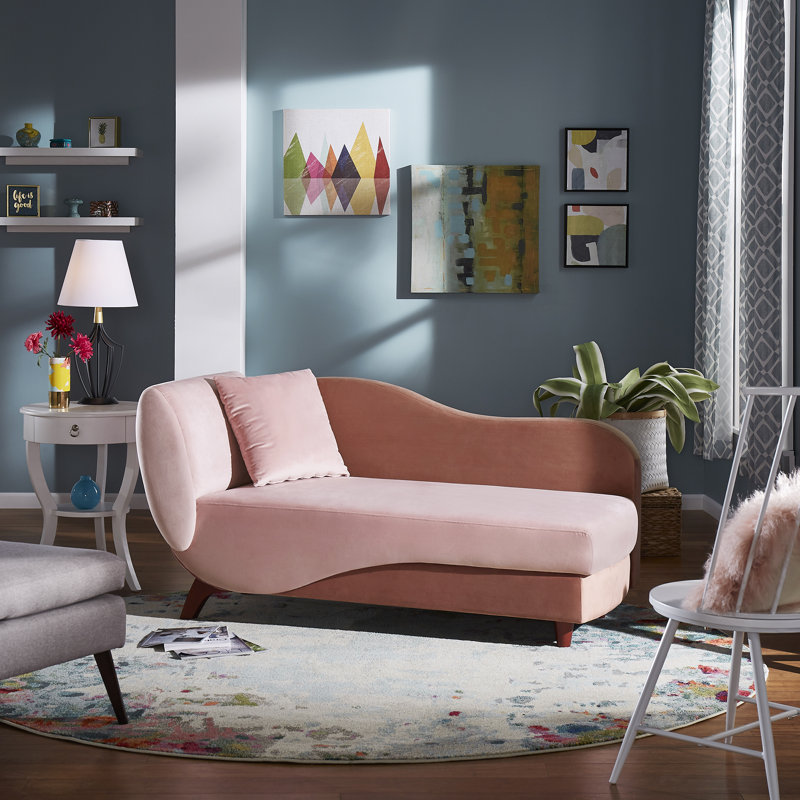 Gaven Velvet Chaise Lounge, Pink/Deep Pink, Left Hand Facing