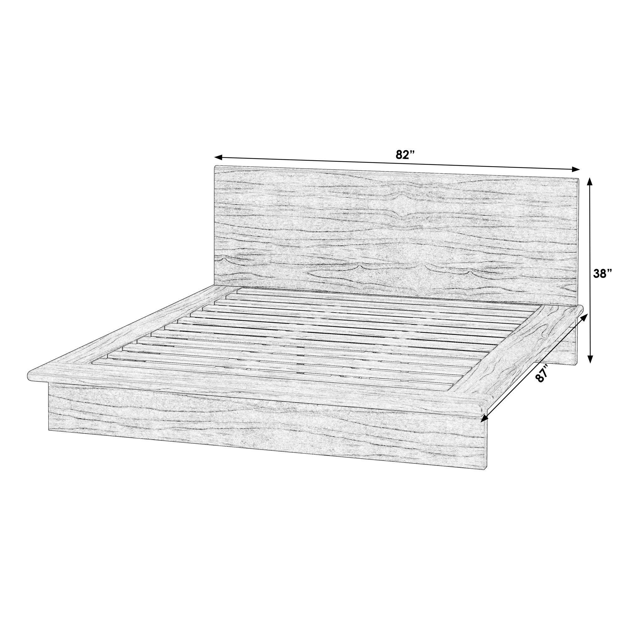Soleil Wood Platform Bed, Brown, King