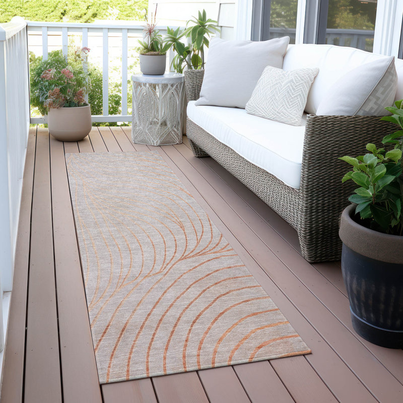 Machine Washable Indoor/Outdoor Xhevrie Copper Rug, Runner 2'3" x 7'6"