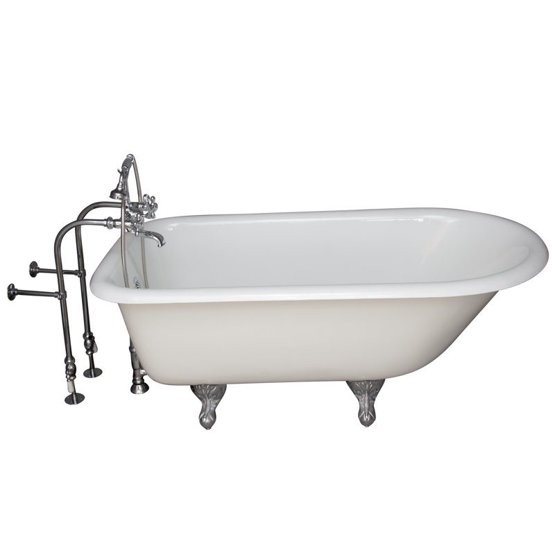 54'' x 30'' Soaking Cast Iron Bathtub with Faucet, Copper
