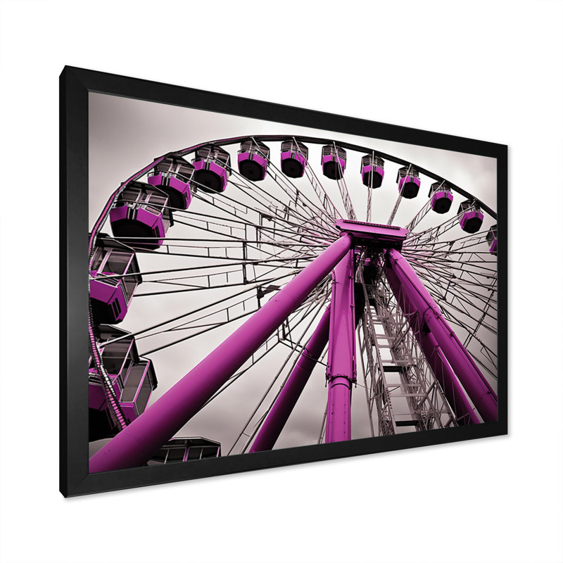 «Amusement Parks Whirling Wheels», reproduction sur toile, H 24 po x l 32 po x P 1 po, Cadre photo noir