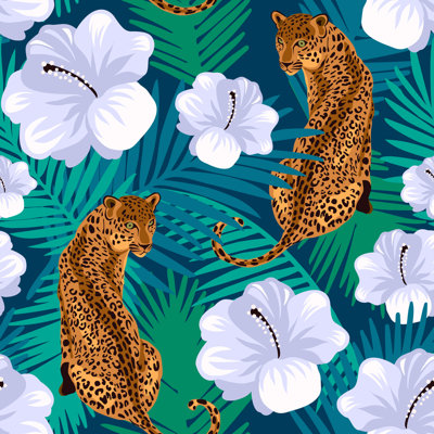 Floral léopard jungle - impression sur toile tendue