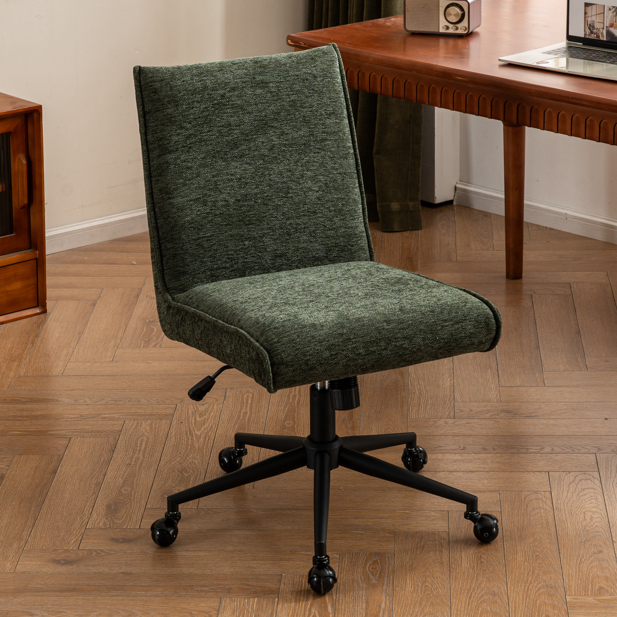 Claudie Upholstered Task Chair, Green Chenille