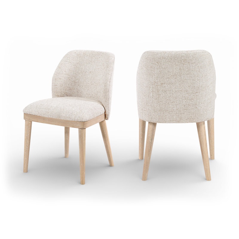 Chaise rembourrée en tissu texturé beige Valeo, Tissu beige texturé en lin, Naturel